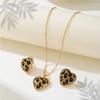 Design a forma di cuore con stampa leopardata orecchini retrò sexy set due pezzi semplice e versatile gioielli da donna amore