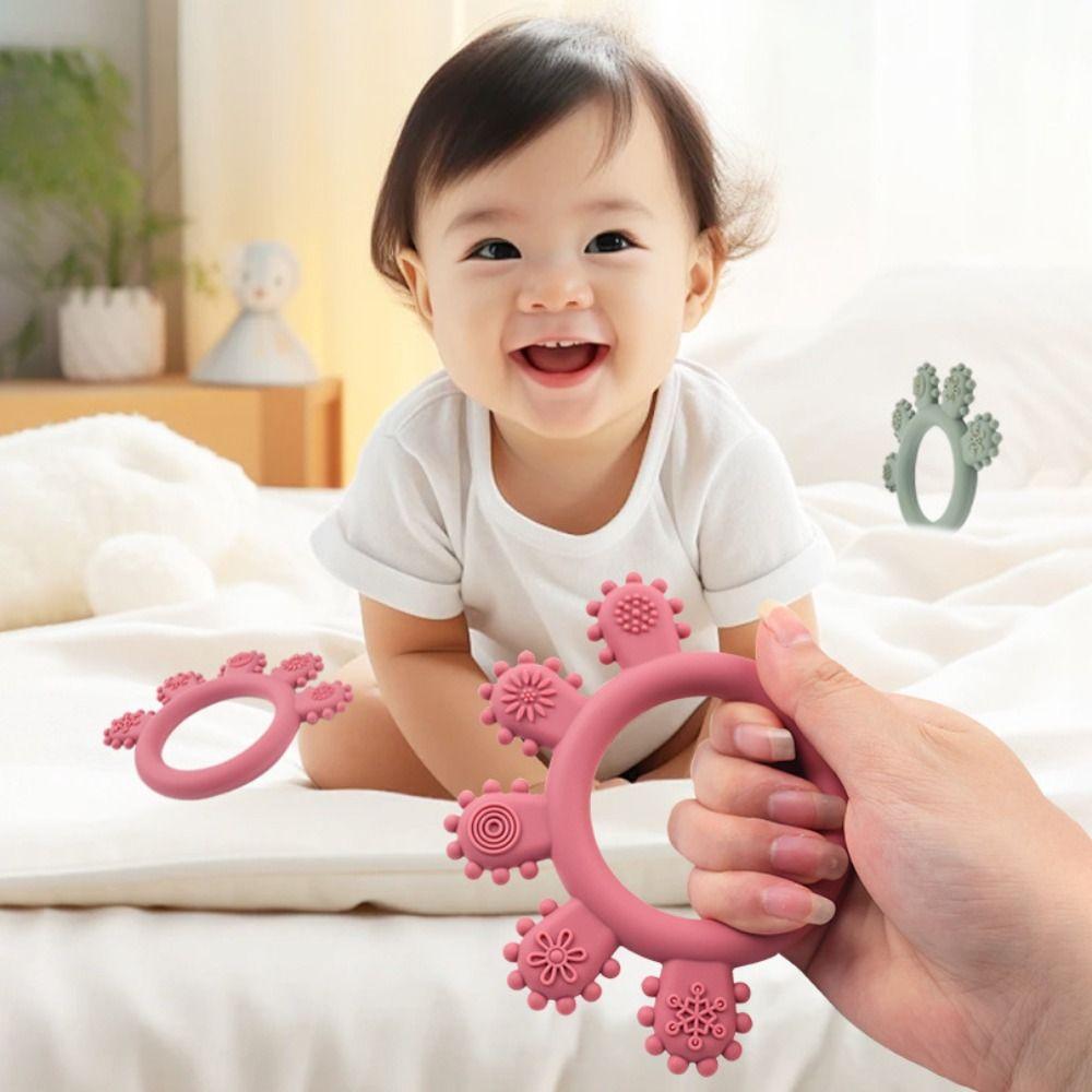Anti-Crying Baby Teething Toys BPA Free Infant Chew Toys Portable Silicone Teething Ring  Daycare