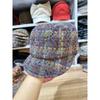 tweed equestrian hat women's autumn and winter warm cap contrasting color striped newsboy hat knight hat