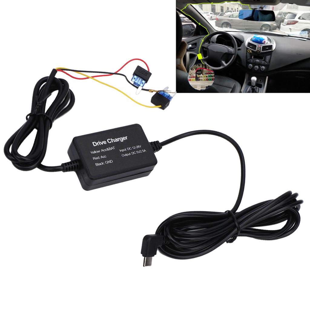Car Cam Hardwire Kit 12-28V To 5V 2.5A with Low Voltage Type-C Hardwire Kit for 24 Hour Parking Monitoring