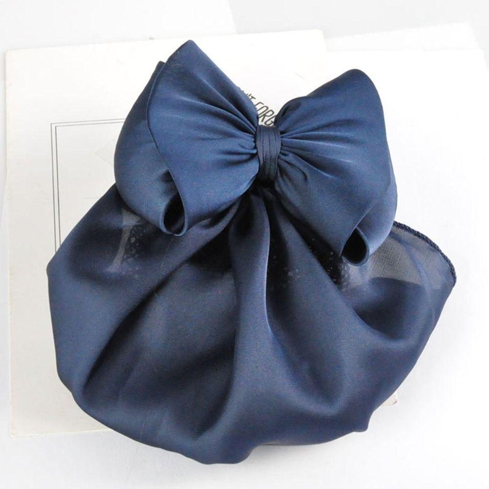 Korean Style Bow Snood Sweet Women Spring Clip Elegant Ruffled Edges Hair Net  For Girls