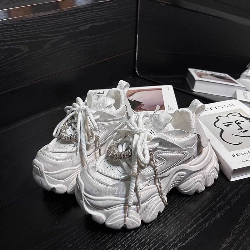 Retro Silver Platform Dad Shoes Women's Autumn New Small Height Increase Versatile Casual Sports Shoes