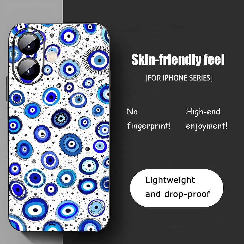 Blue Evil Eye Popular pattern Phone Case For iPhone 17 16 15 14 13 12 11 X XR XS 8 Plus Mini Pro Max Soft black Shockproof Cover