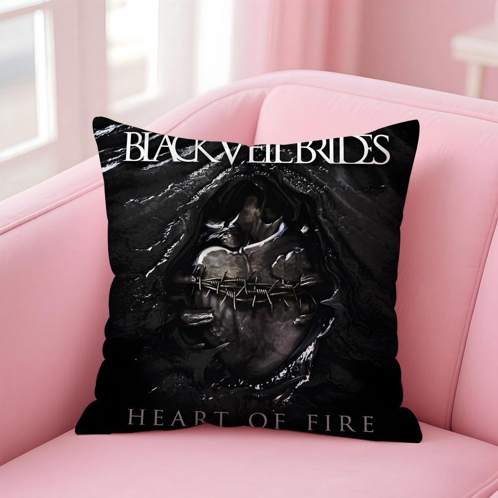 Black V-Veil B-Brides Band Cushion Cover Linen Pillowcase Cover Soft Decor For Sofa Home Room