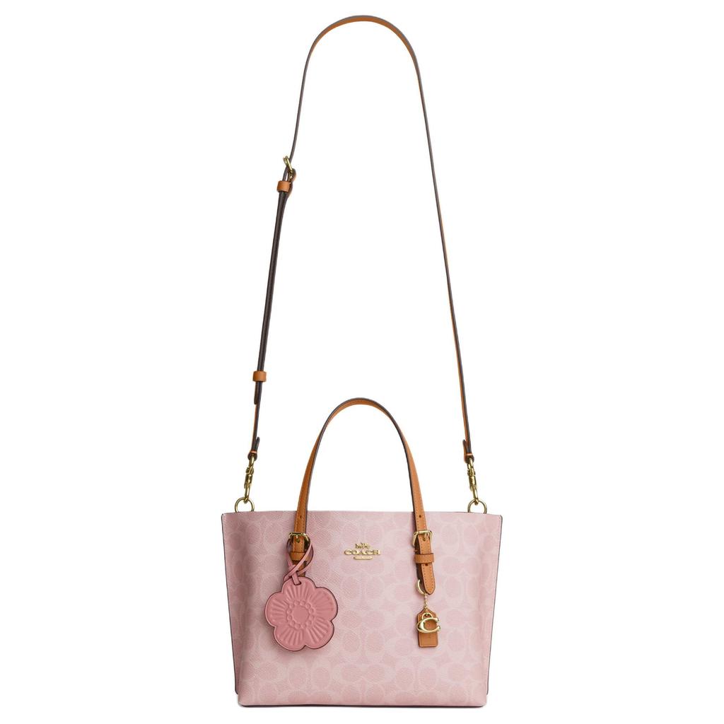 Coach Valentýnská limitovaná Mollie 25 Klasický monogram Odnímatelný přívěsek s květinou Taška Tote Bag Dámská taška Tote Bag Třešňově růžová CER24-IMPO