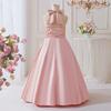 Flower Girl Princess Dress For Weddings Summer Kid Formal Bow Long Gown For School Evening Party Children New Year Cloth ALP653