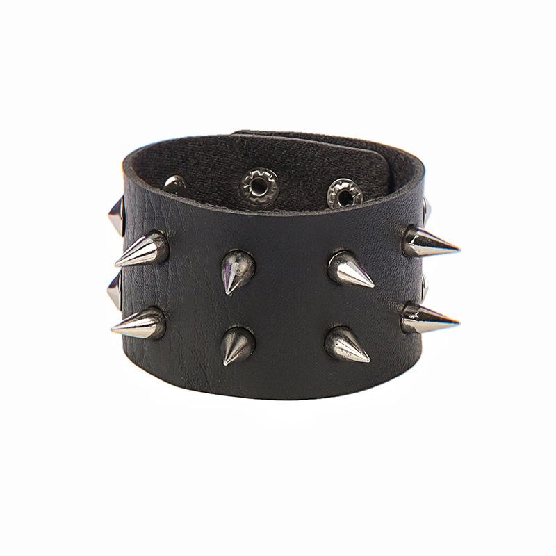 Punk Bracelets PU Leather Studded Bracelet Adjustable Goth Cuff Bracelet Gothic Rivet Buckle Wristband for Men Women Emo Jewelry