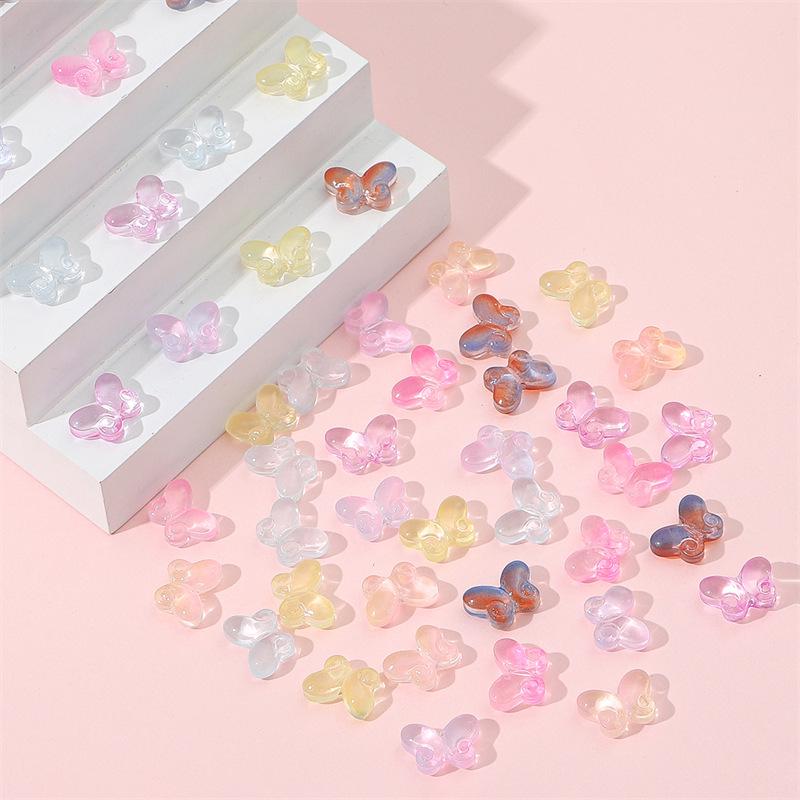 20 pezzi 10x14mm Perline a Forma di Farfalla in Vetro Imitazione per Spille e Nappe Fai da Te