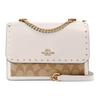 Borsa a tracolla Klare 21 color block con borchie decorate catena tracolla tela rivestita con tracolla in pelle piccola taglia da donna bianco con luce