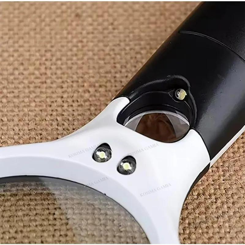 Handheld Magnifying Glasses With Light LED Illuminated Magnifier With 3X/45X High Magnification for Elderly Reading