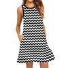 Women's Fashion Beach Dress Sleeveless Round Neck Stripe Print Dress