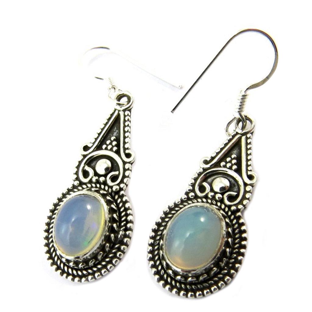 Les Trésors De Lily [P3739] - Silver 'Heaven' Ethiopian Opal Earrings - 28x13 Mm