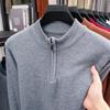 2025 Men's Solid Color Zipper Knitwear: High-End, Long Sleeve, Casual Loose Fit