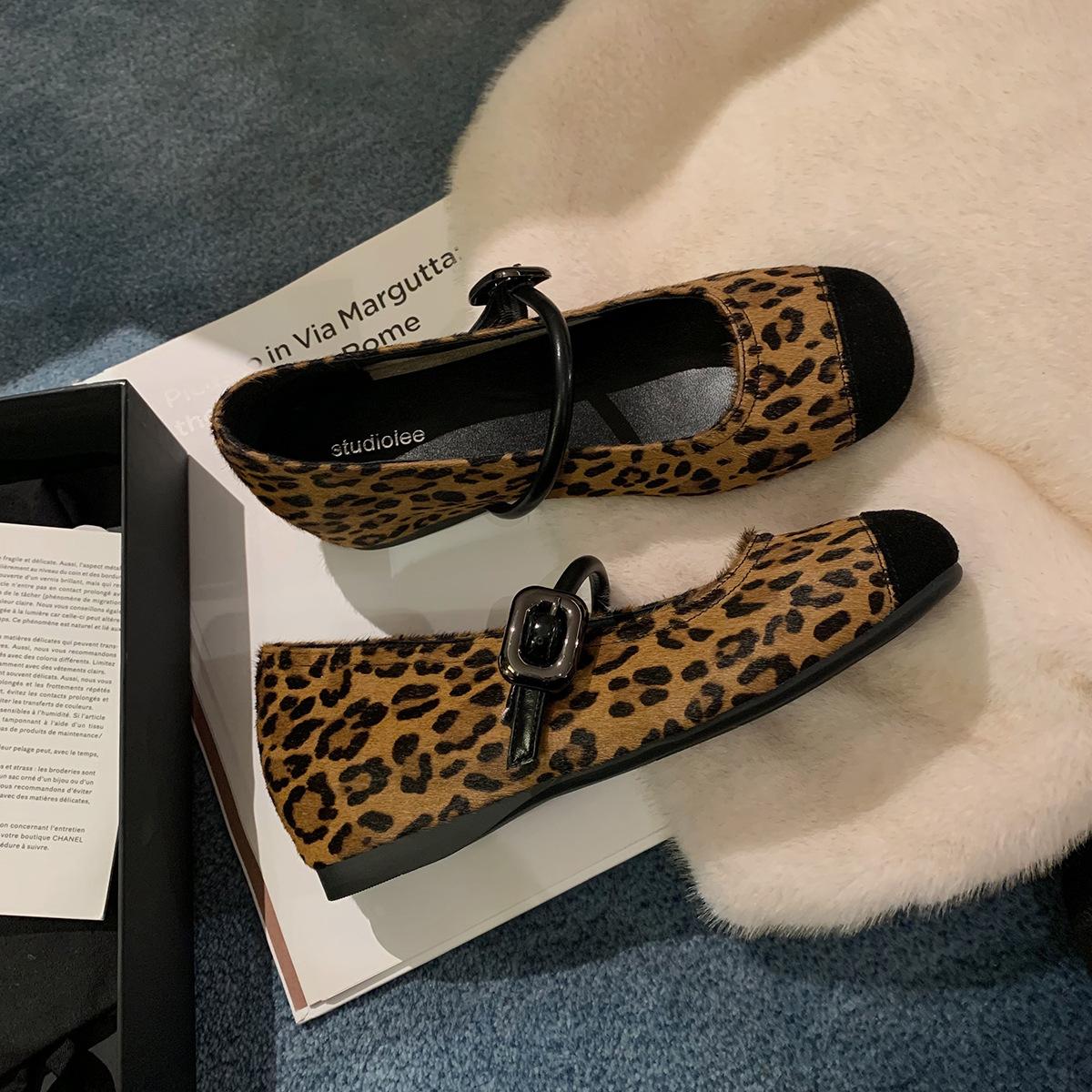 

Виноградная мать тот же стиль~ Скарлетт дочь~ темпераментная круглая голова с леопардовым принтом внутренняя танкетка Мэри Джейн туфли-лодочки 40 цветной печати леопарда