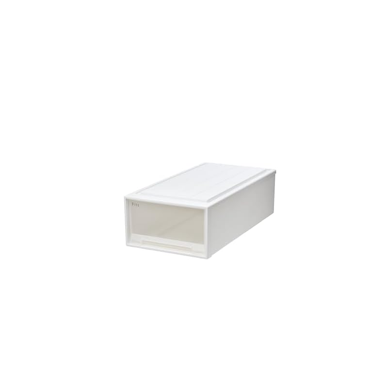 Tenma Fits Case Storage Box for Closets, 39cm (W) X 74cm (D) X 23cm (H), Stackable, Clothing Storage Case, White Clear, 74-39M