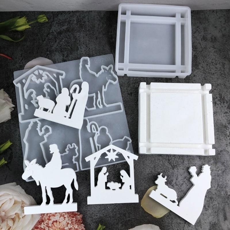 2PCS Silicone Mold Prayer Theme Resin Handmade Decors Making Molds Unique Art Molds Silicone Texture for Candle and Soap