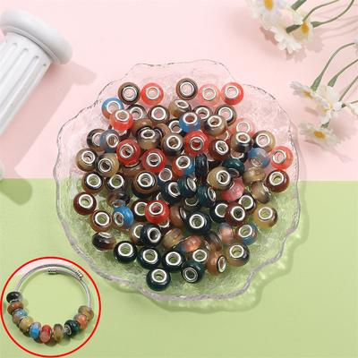 30/50/100pcs 14mm Large Hole Glass European Bead Transparent Gasket Loose Spacing Bead DIY Jewelry Making Crafts DIY
