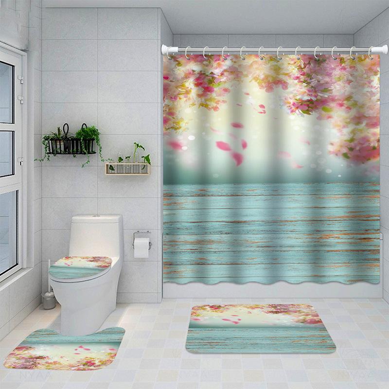 Exquisite Digital Printing Shower Curtain Four-Piece Fashion Shower Curtain Creative Personality Butterfly Series Shower Curtain