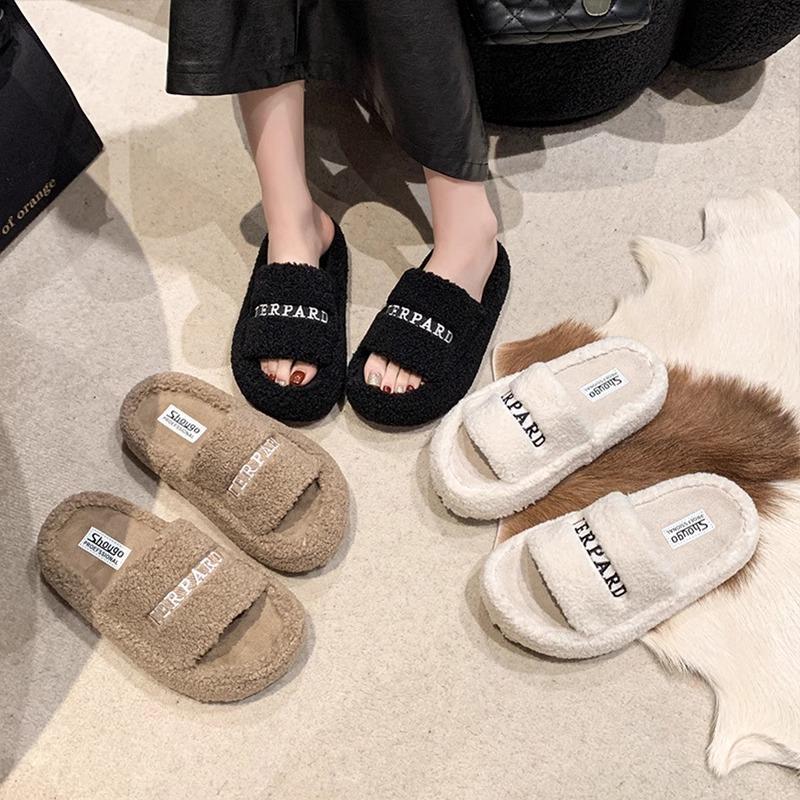 Mao Mao Slippers Women Wear 2025 Autumn New Internet Celebrity Explosion High Sense Go Out Thick Bottom Internet Celebrity Home Cotton Mop