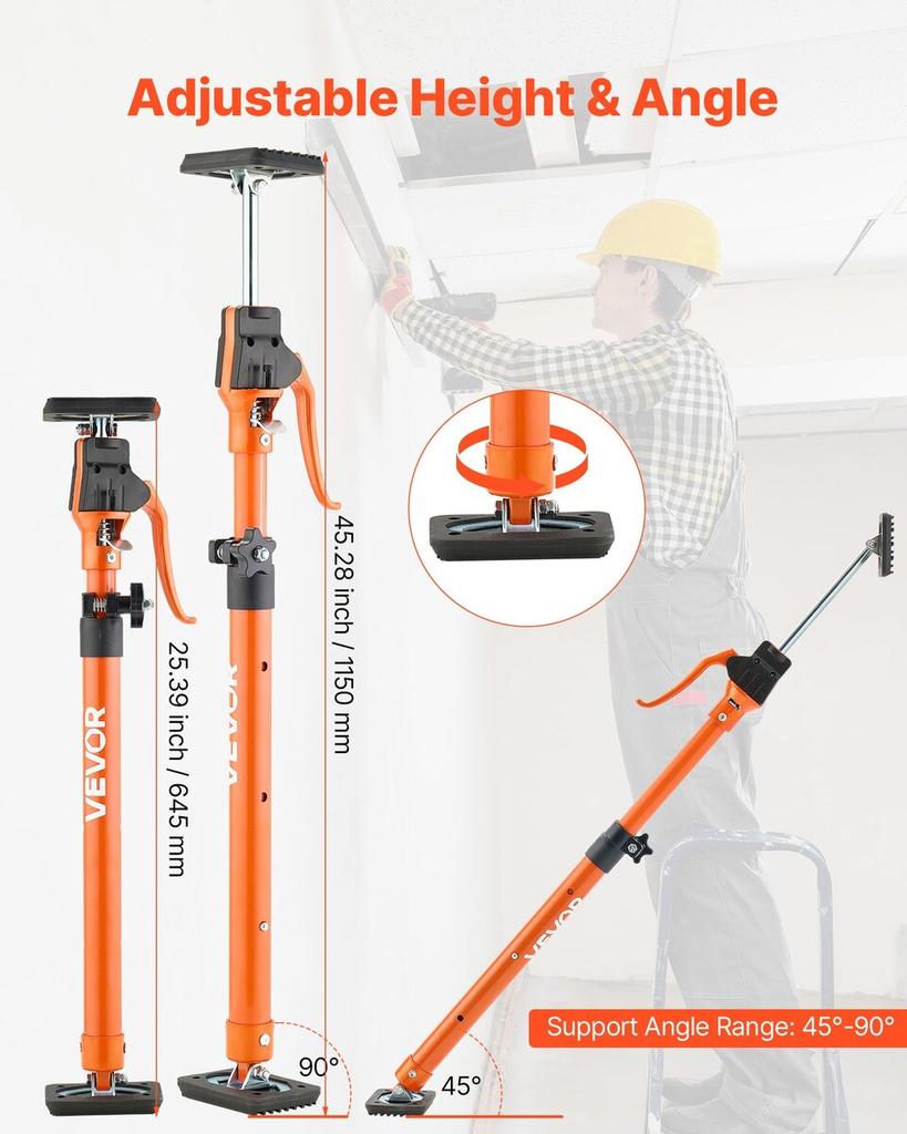 Cabinet Jack Support Pole, 2-Pack, 64.5-115 Cm Steel Telescopic Quick Support Rod, Adjustable 3rd Hand System Up To 100 Kg Capacity for Installing
