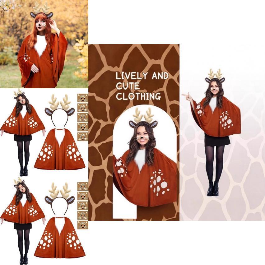 Halloween Reindeer Cloak Costume For Women With Cosplay Cape For Stage Performances