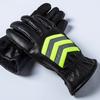 Night Cycling Traffic Command Fluorescent Reflective Plus Velvet Thickened Security Guard Duty White Bend Finger Goat Leather Genuine Gloves