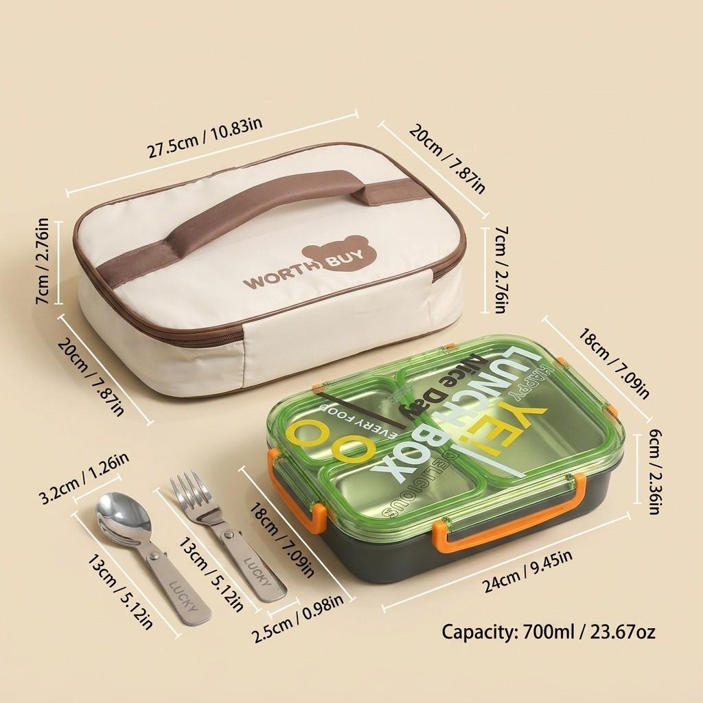 Microwavable 304 Stainless Steel Bento Box 2/3 Compartment Lunch Box Leakproof Food Storage Container With Lid For Kids School