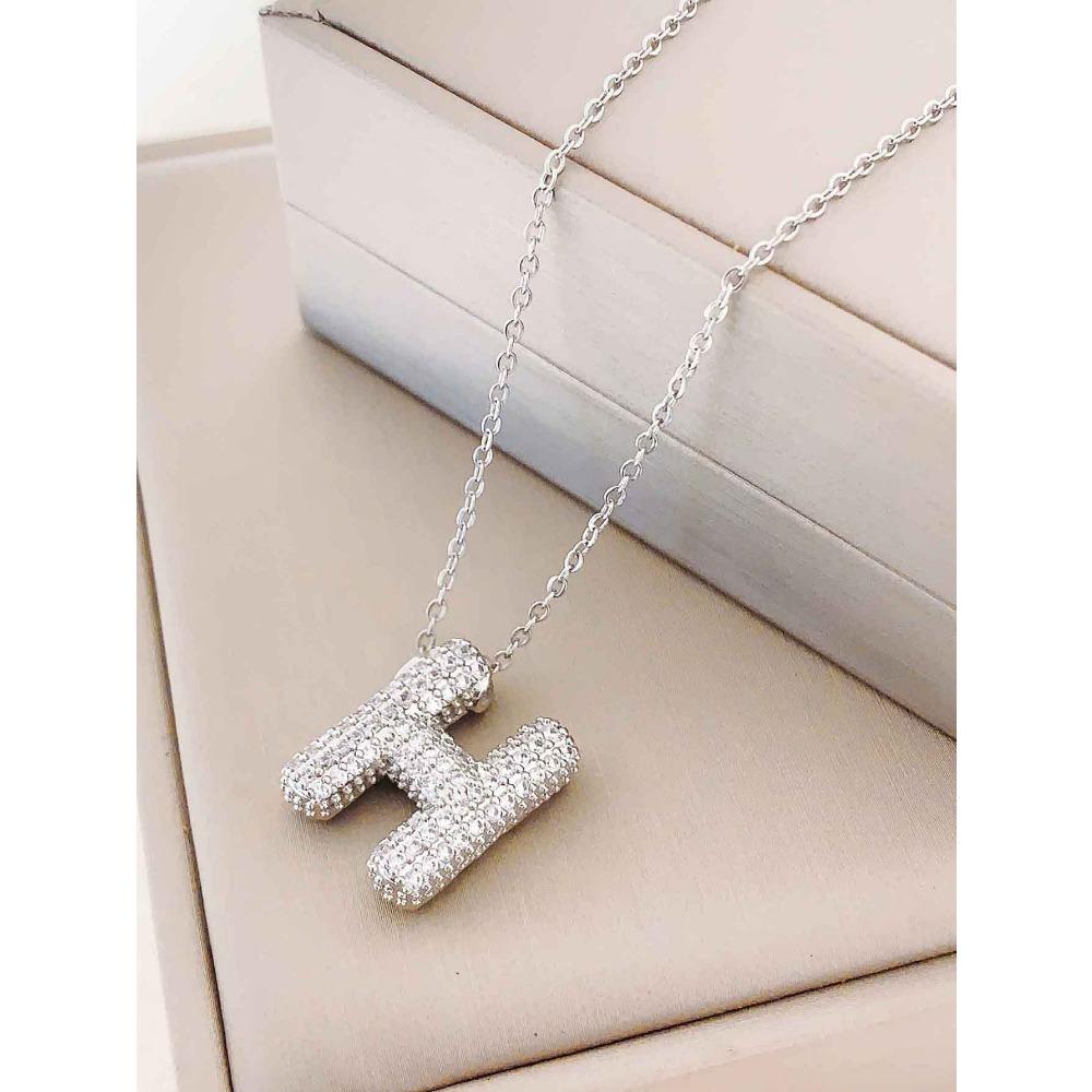 Necklace Female English Alphabet Necklace Female Hip Hop Full Zircon Delicate Clavicle Chain Personality Necklace