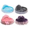 Elegant Lace Dog Puppy Bed Ruffled Princess Sofa for Small To Pets Creative Pink Lace Pet Bed Nest