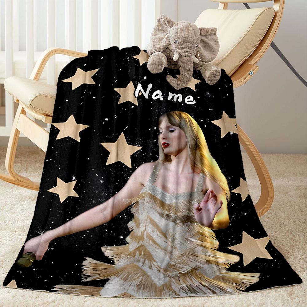 Starry Night Glamour Personalized Name Blanket Throw Customizable Blanket Durable Comfort Suitable for Picnics Home Decor Bed Sofa