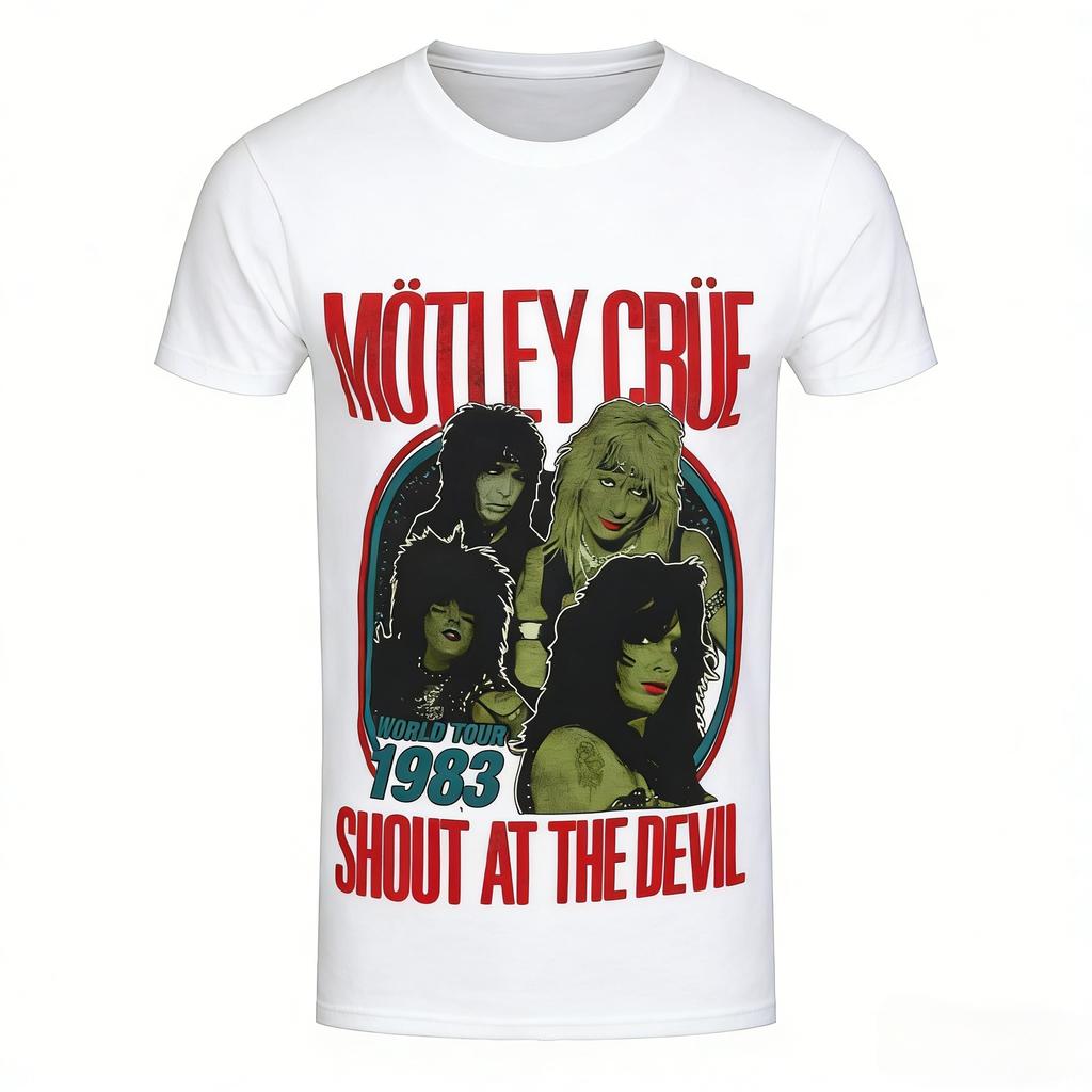 New Motley Crush Metal Rock Band Smoked Street 3D Neutral Tshirt Retro Harajuku American Round Neck Top Mens Wear
