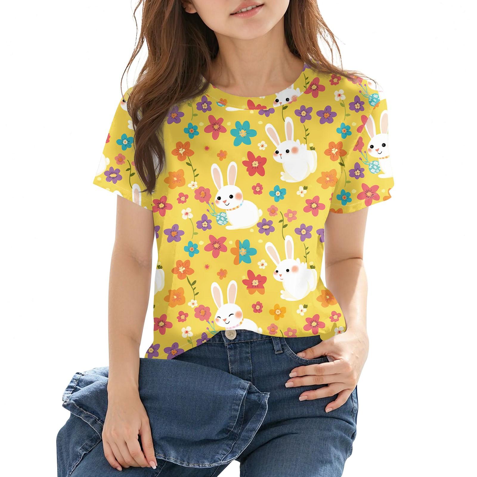 

Детская модная повседневная футболка с коротким рукавом и принтом в виде пасхального принта с круглым вырезом 160 жёлтый