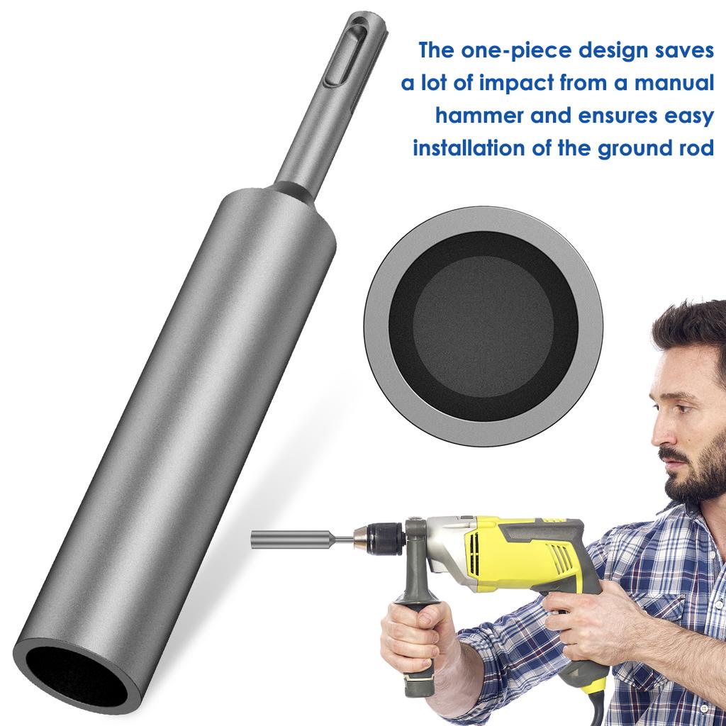 SDS Plus Ground Rod Driver Heavy Duty Steel Ground Rod Driver Wear Resistant Rotary Hammer Drill Power Tools for 5/8Inch 3/4Inch