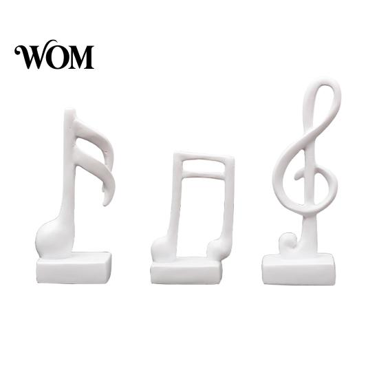 Black Resin Music Figurine 3Pcs Minimalist Note Sculpture, Treble Clef & Eighth Quarter Desk Desktop Decor for Piano Room Living Room, Matte