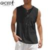 QICED Cotton Sleeveless T-shirt Men's Fashion Loose Shirt Printed Compassionate Shirt
