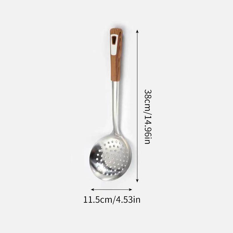 

Thickened Stainless Steel Colander Filter Spoon Multifunctional Oval Oil Skimmer Scoop Long Handle Ramen Scoop Kitchen Utensils S