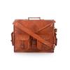 Men's  goat leather messenger Real satchel bag genuine laptop brown briefcase