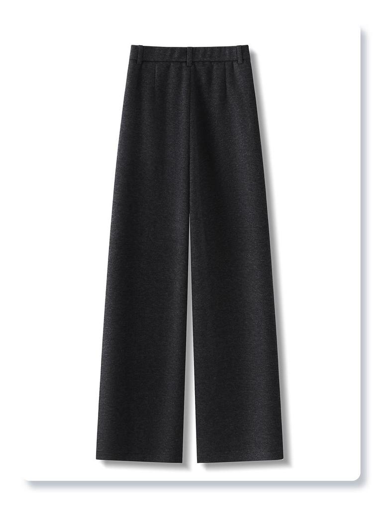 Women's Apricot Wool Wide-Leg & Narrow Straight-Leg Draping Casual Pants - New Autumn/Winter 2024 Collection