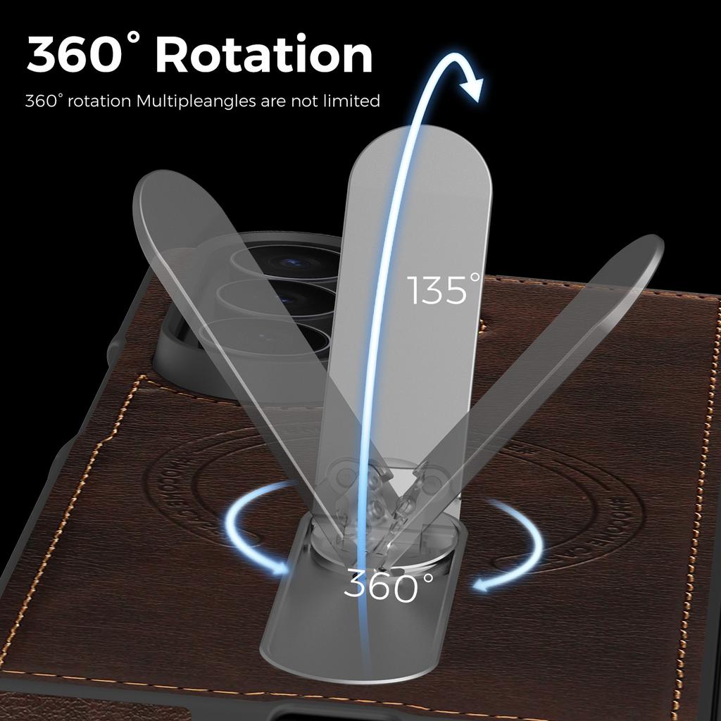 For Samsung Galaxy Z Fold 7 3 4 5 6 Z FliP 3 4 5 6 7 Folding Leather Phone Case 360 Rotating Stand Magnetic Magsafe Charging Stitching Leather Cover