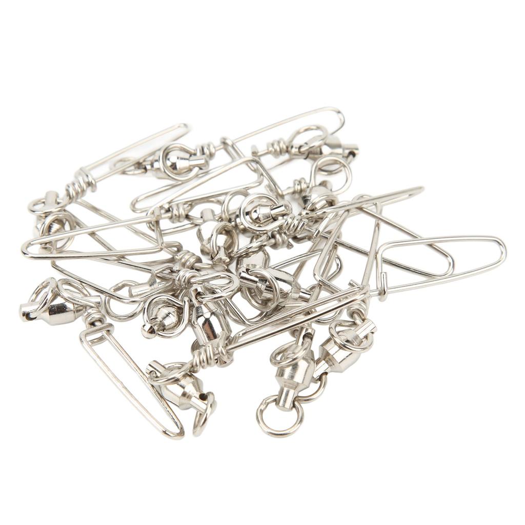 20PCS Fishing Snap Swivels Stainless Steel High Strength B Type Ball Bearing Swivels for Freshwater