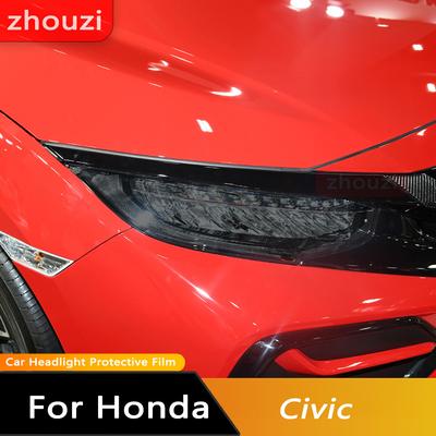 Film de protection pour phares de voiture, teinte noire en vinyle Transparent, autocollant Transparent en TPU pour Honda Civic 10e génération 2016-