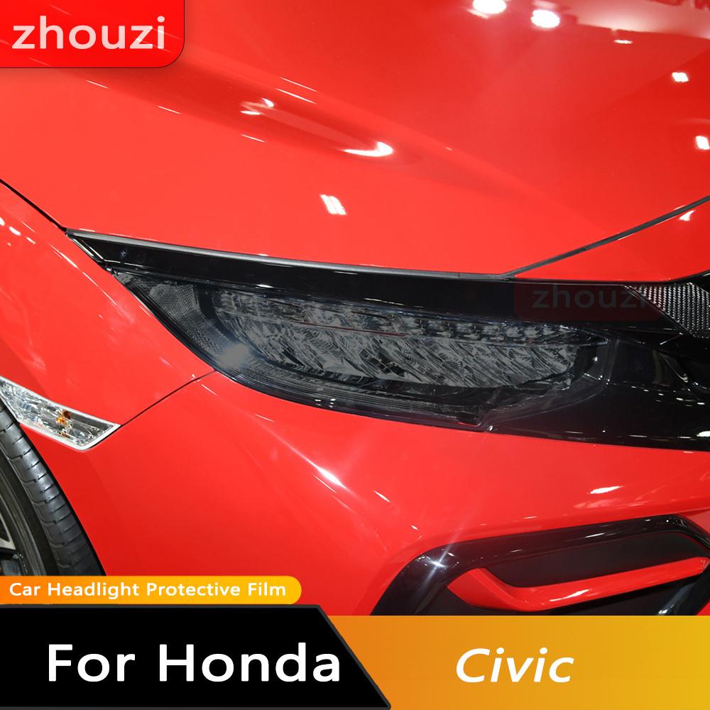

Car Headlight Protective Tint Film Smoke Black Vinyl Transparent TPU Transparent Sticker For Honda Civic 10th Gen 2016- Low one B