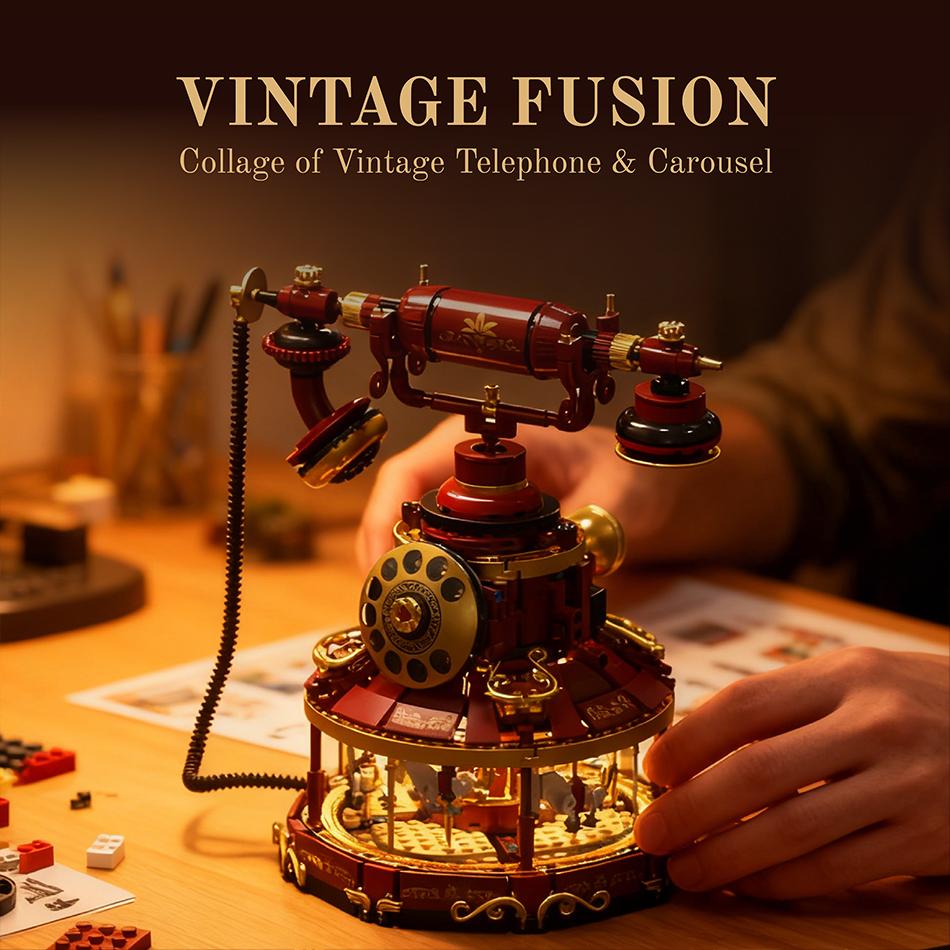 High-Quality Moc High-Quality Retro High-Quality Rotary High-Quality Dial High-Quality Telephone High-Quality Carousel High-Quality Building NO BOX