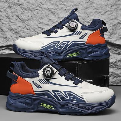 Men's Korean Casual Sports Shoes Four Season Soft Sole Anti-slip Rotating Shoelaces Running Shoes Walking Shoes Student Sneakers
