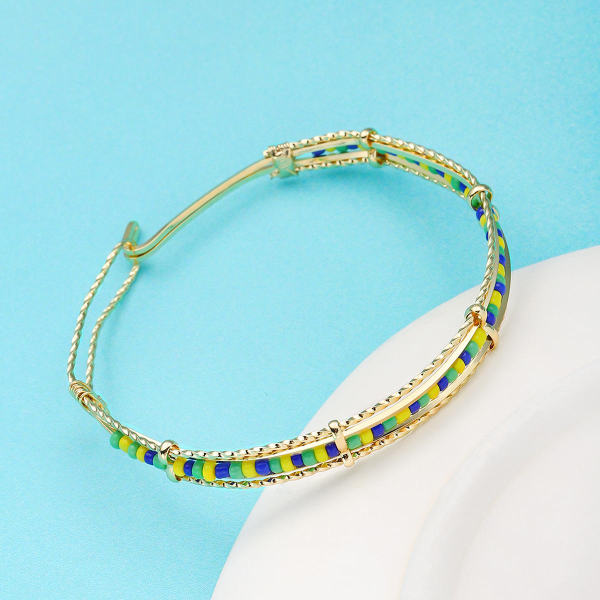 

CARLIDANA 2022 New Arrival Stainless Steel Jewelry Green and Yellow Color Orula Bracelet Mix Beads Unisex Bangle For Women