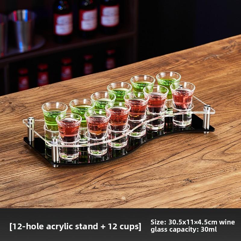 Glass Shot Cups Set with Stand Whiskey Cocktail Bomber Shot Glasses for Party Bar