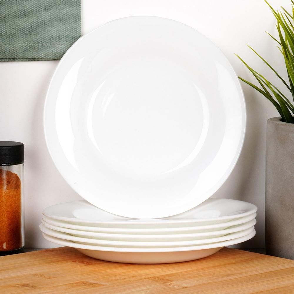 White Glass Dessert Plates 18 Cm 6 Pcs.