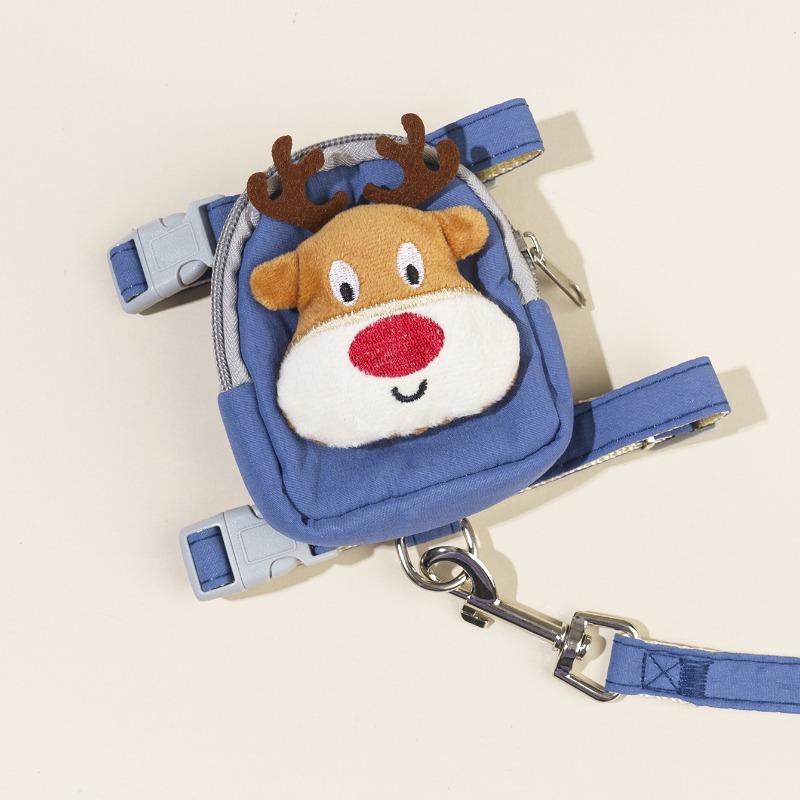 Pet Backpack Harness with Leash, Cute Snack Bag Chest Strap for Small Medium Dogs Cats, Adjustable Walking Dog Rope