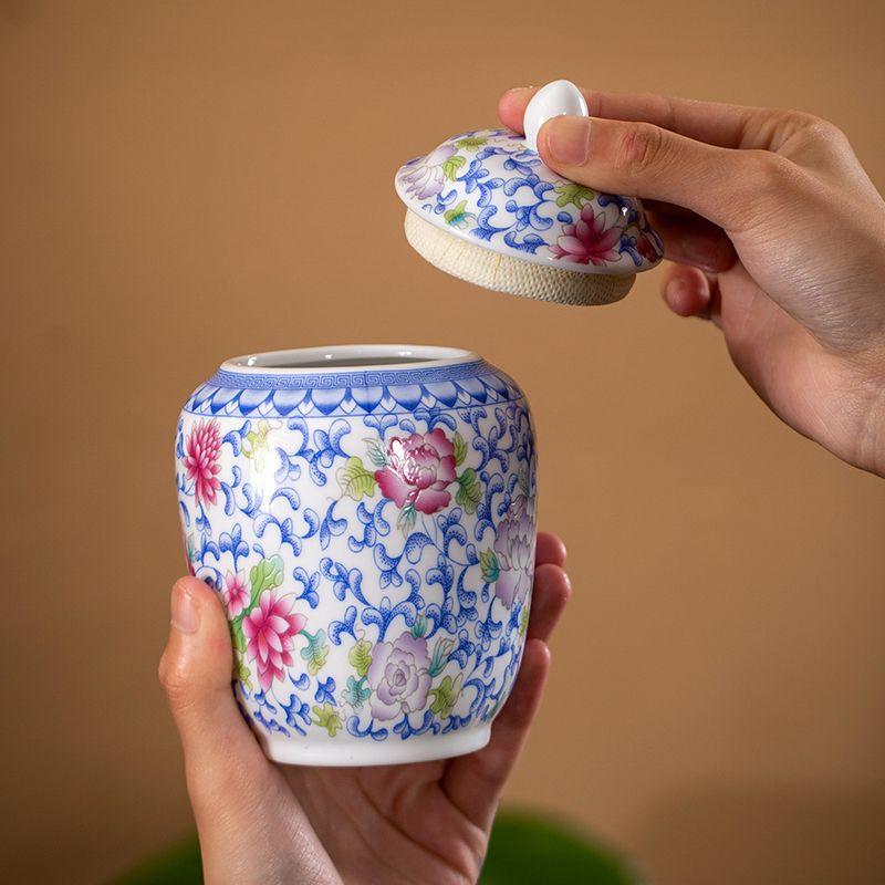 Chinese Ceramic Tea Canister Blue and White Porcelain Candy Box Household Coffee Beans Nuts Storage Jar Kitchen Food Container