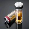 Double-Layer Glass Tea Cup with Custom Logo and Screw Cap